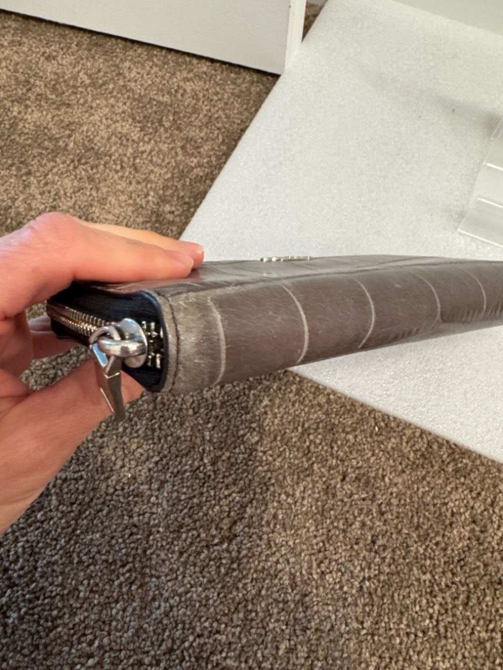 COACH gray Croc-Embossed Zip Wallet - Picture 4 of 6